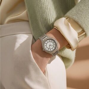 Michael Kors Kerry Crystal Silver Accented Women's Watch - Diamond Pearl Dial